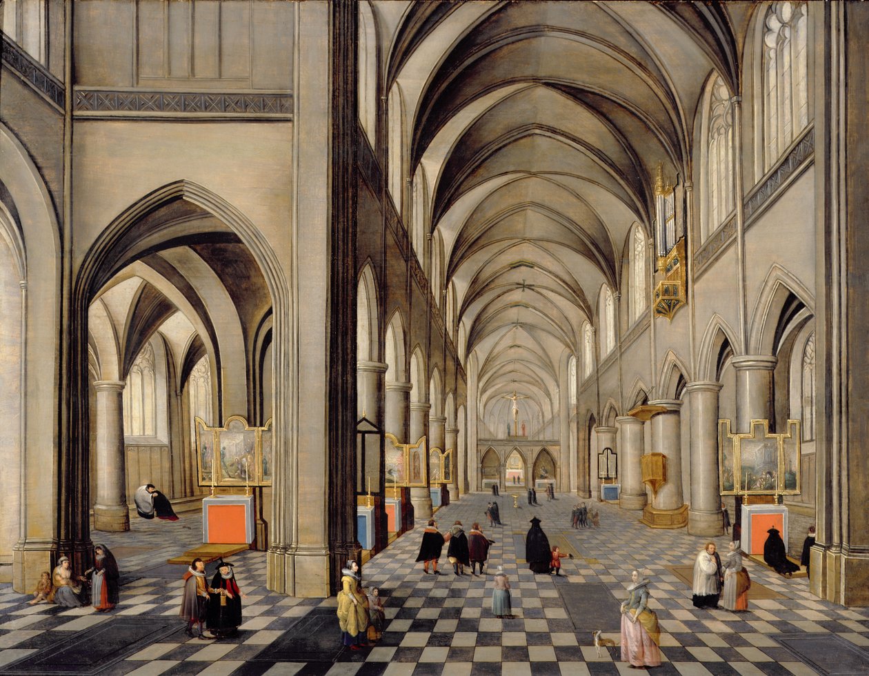 Wnętrze kościoła gotyckiego autorstwa Hendrik the Younger Steenwyck