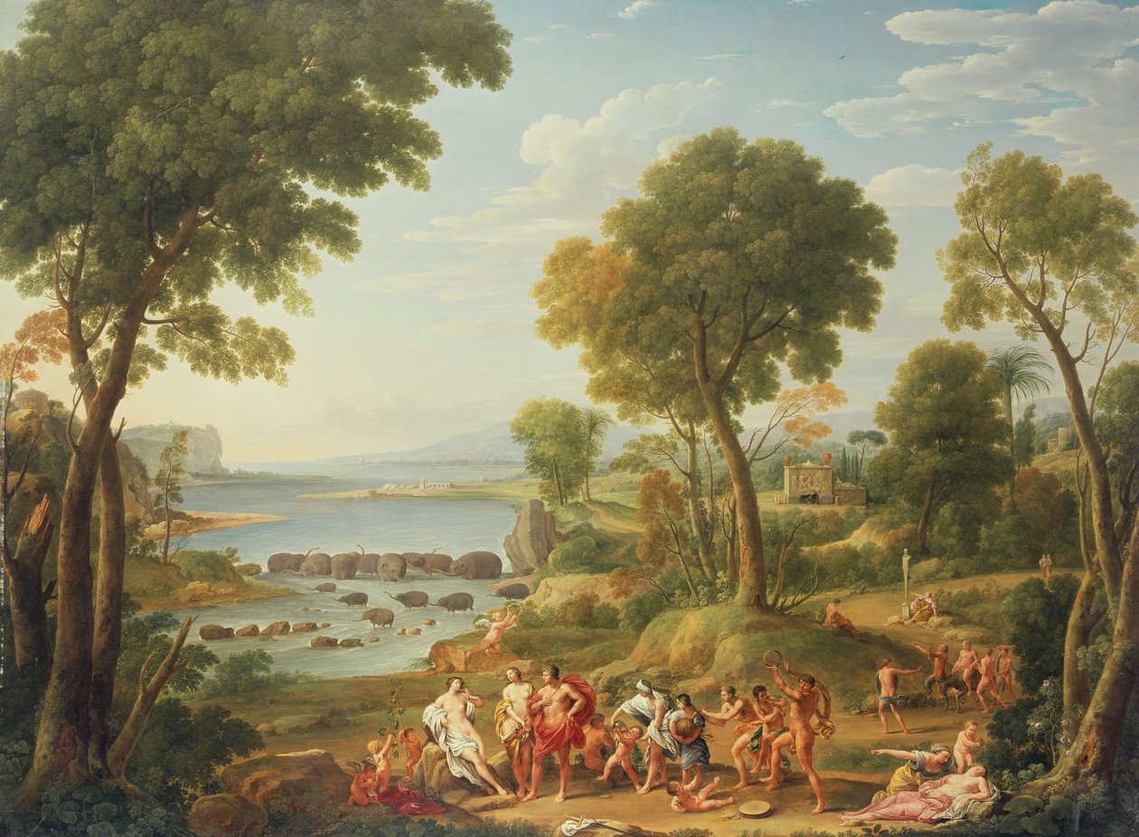 Scena klasyczna ze słoniami, XVIII wiek autorstwa Hendrik van Lint