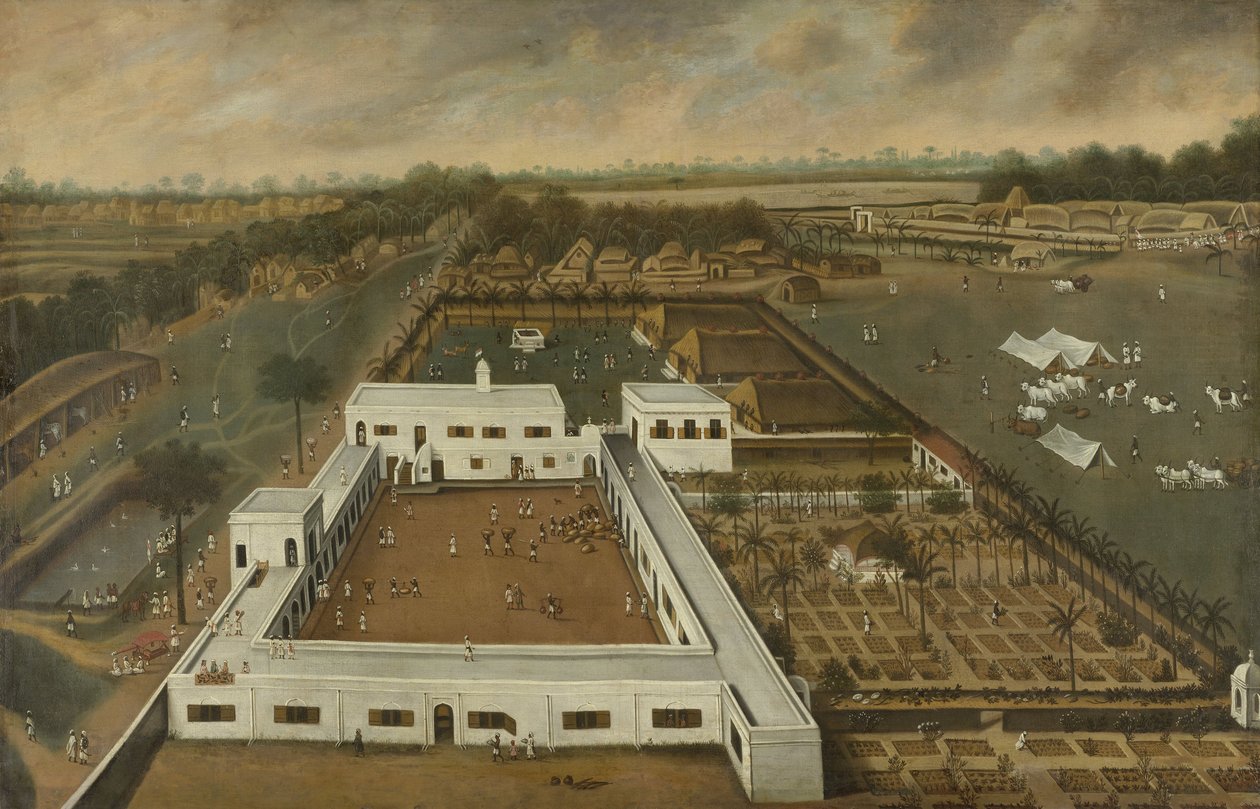 Plantacja holenderska w Bengalu, prawdopodobnie kwatera VOC Kazimbazar, 1665 r. autorstwa Hendrik van Schuylenburgh