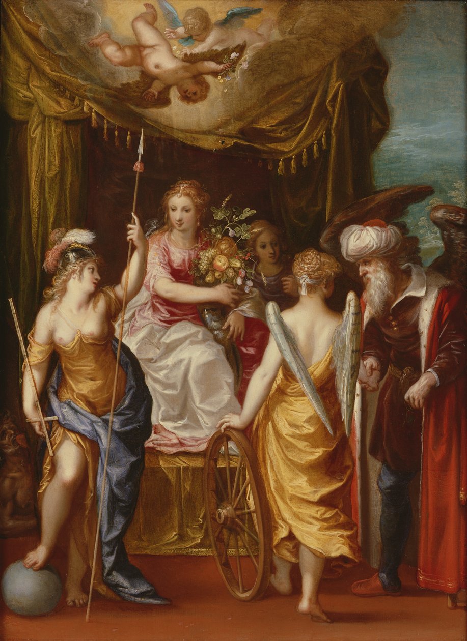Minerva, Abundance and Fortune (olej na miedzi) autorstwa Hendrik van the Elder Balen