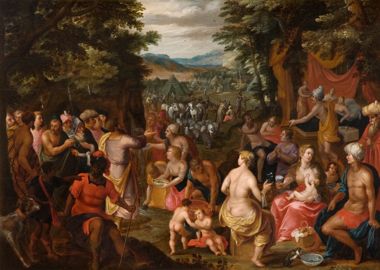 Mojżesz uderzający w skałę autorstwa Hendrik van the Elder Balen