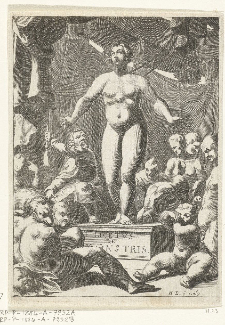 Naga kobieta z pięcioma piersiami Strona tytułowa Fortunius Licetus, De Monstris, Amsterdam 1665 autorstwa Hendrik Bary