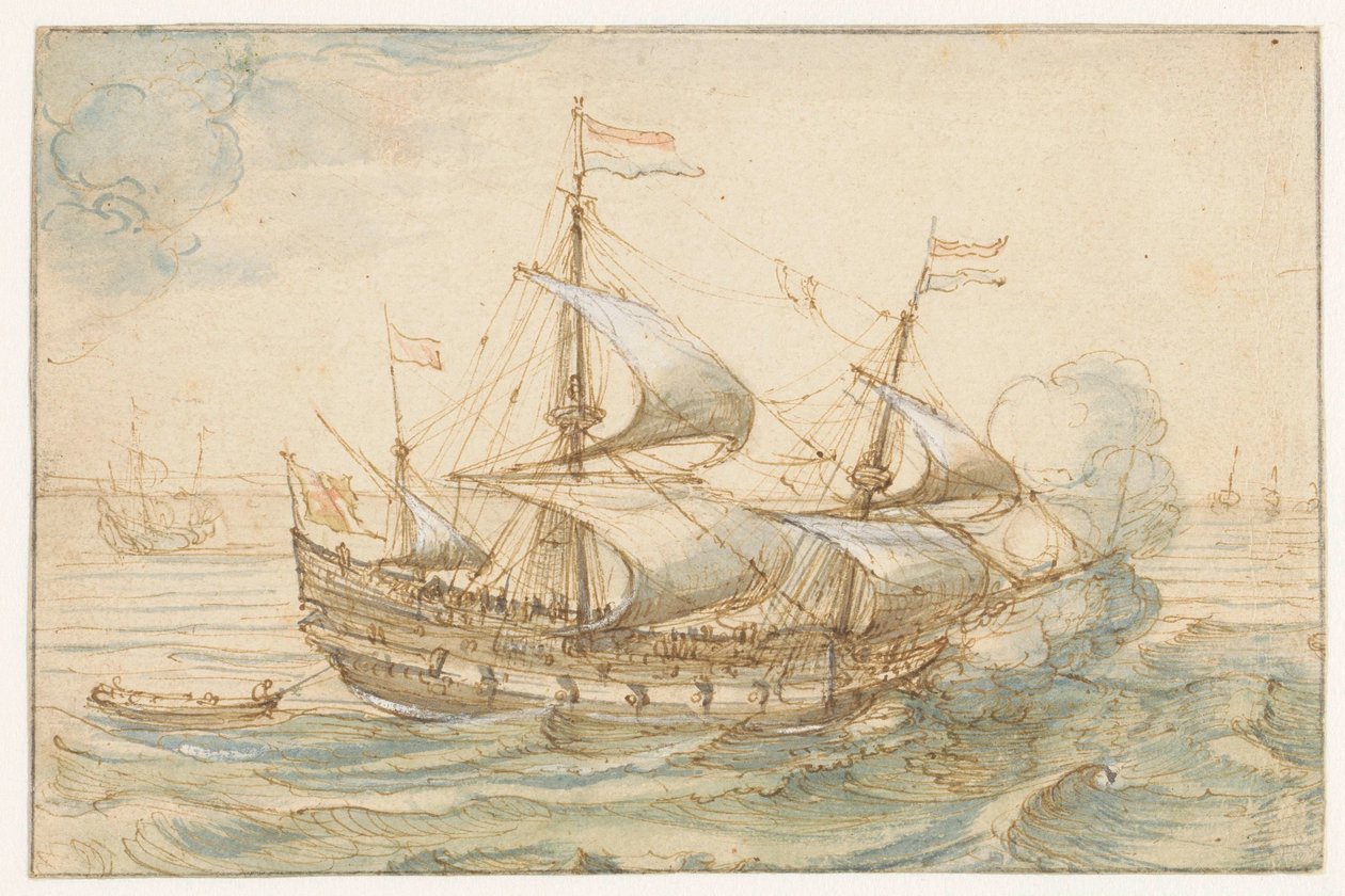 Okręt wojenny na morzu autorstwa Hendrick Cornelisz. Vroom