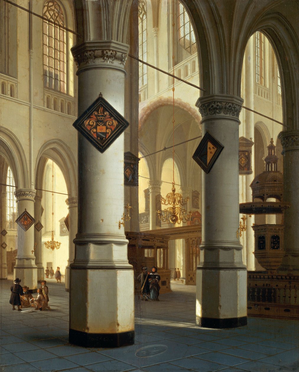 Widok na Die Oudekerk (stary kościół) w Delft (Malarstwo autorstwa Hendrik Cornelisz. van Vliet