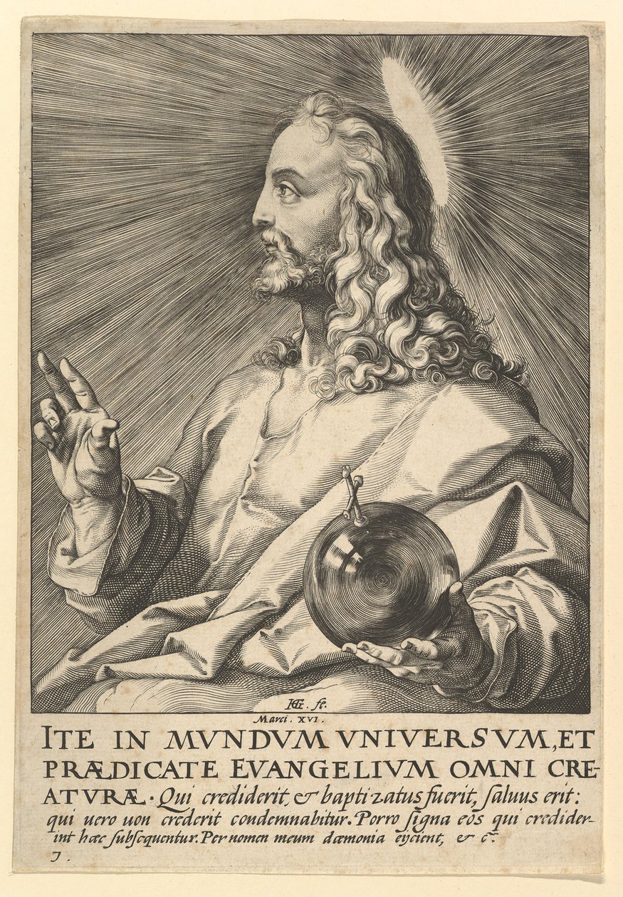 Chrystus, od Chrystusa, apostołów i św. Pawła z Credo, ca. 1589. autorstwa Hendrik Goltzius