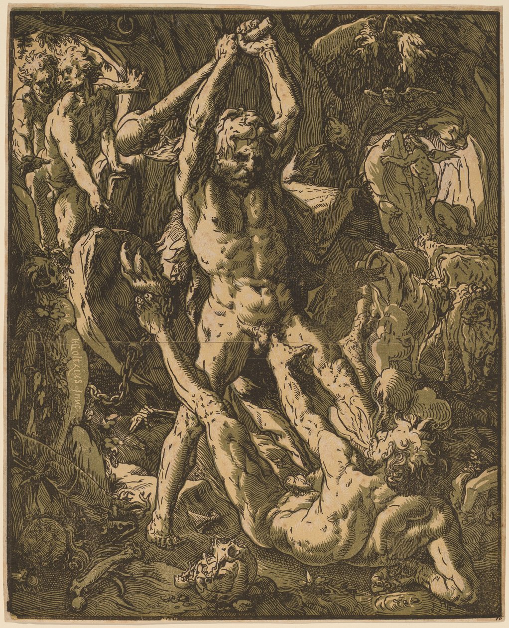 Herkules zabija Cacus autorstwa Hendrik Goltzius