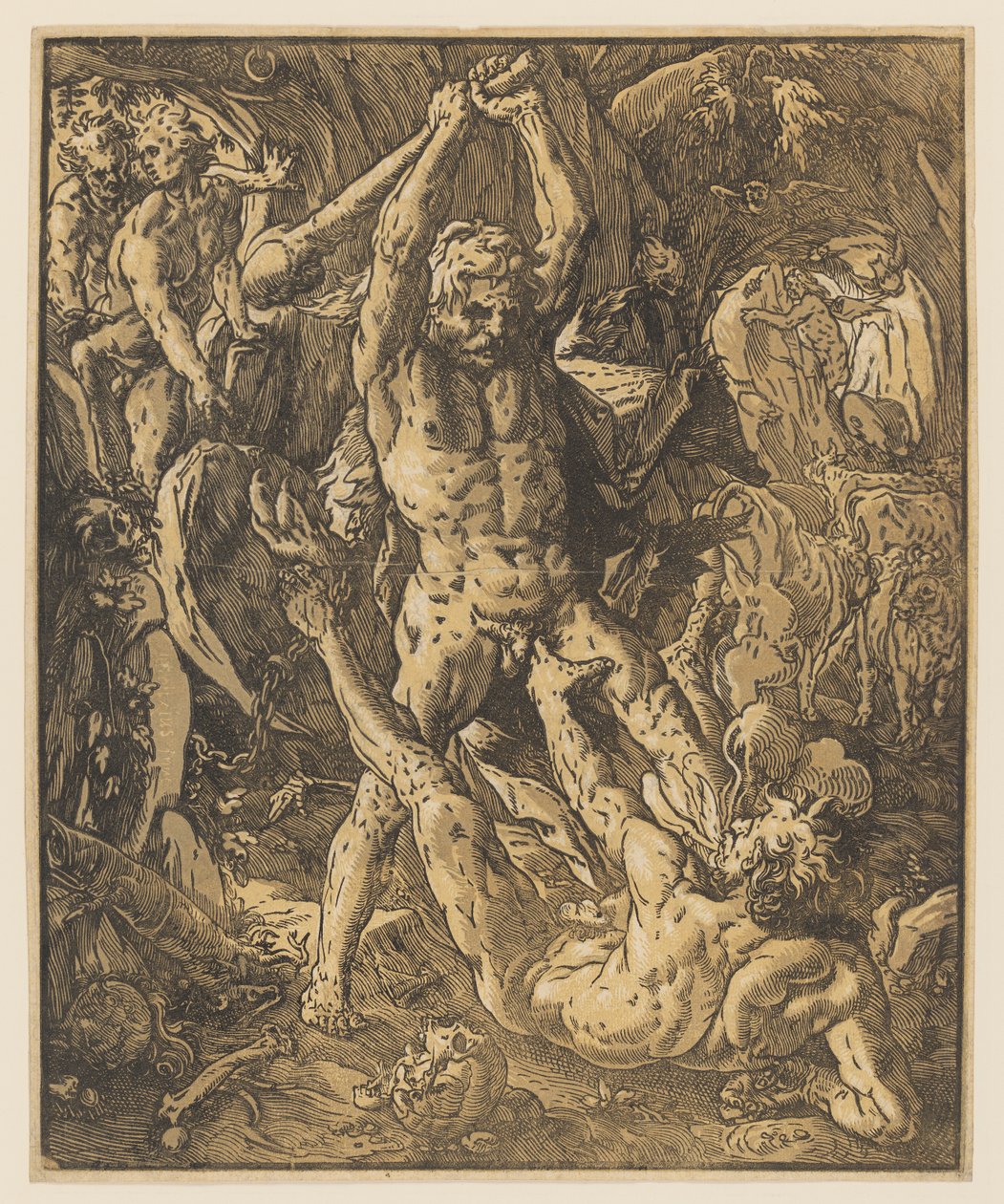 Herkules zabija Cacus autorstwa Hendrik Goltzius