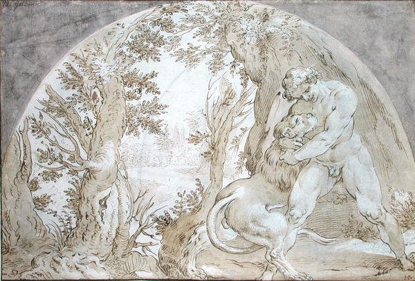 Herkules i lew nemejski autorstwa Hendrik Goltzius
