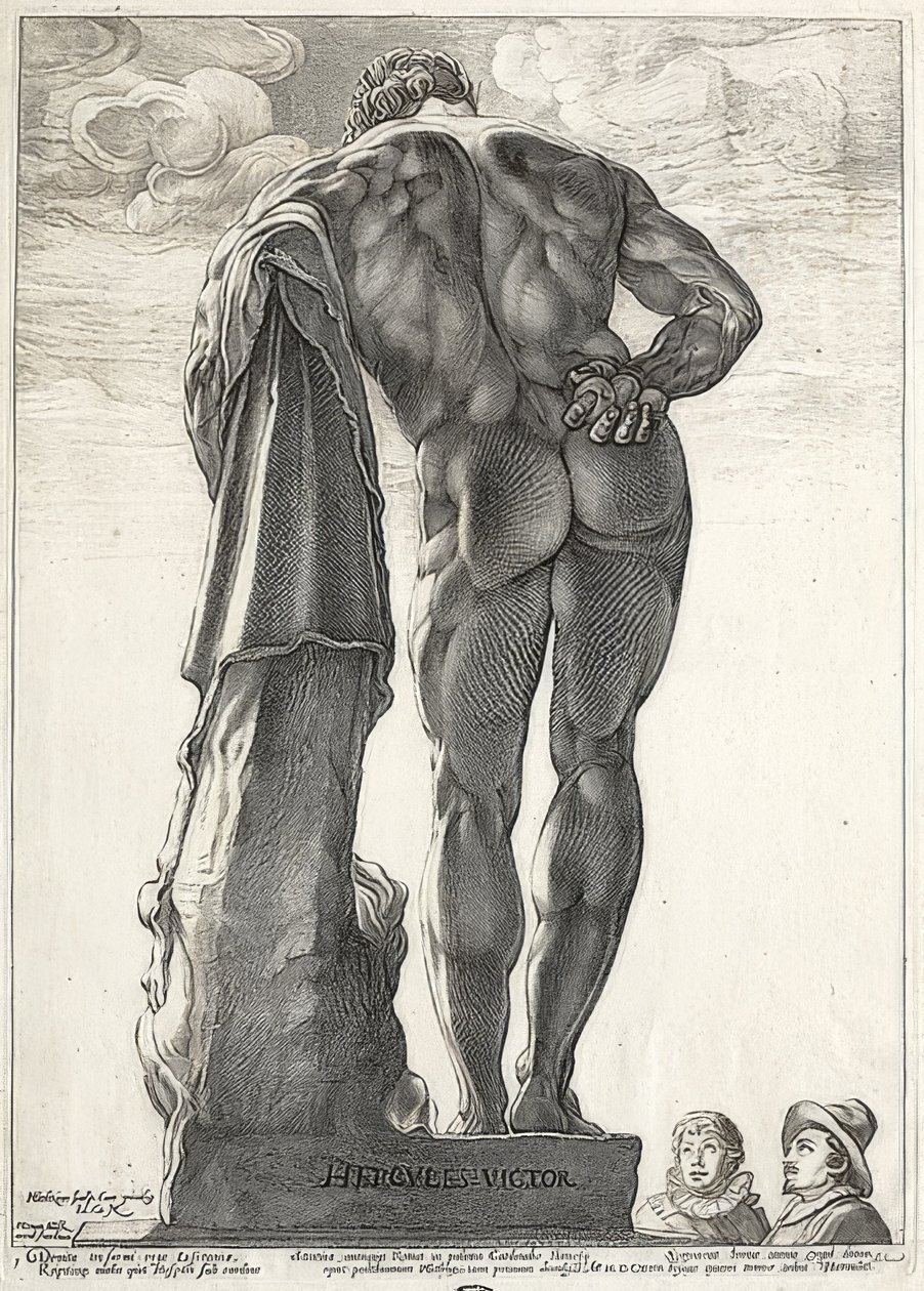 Herkulesa Farnese. 1592 autorstwa Hendrik Goltzius