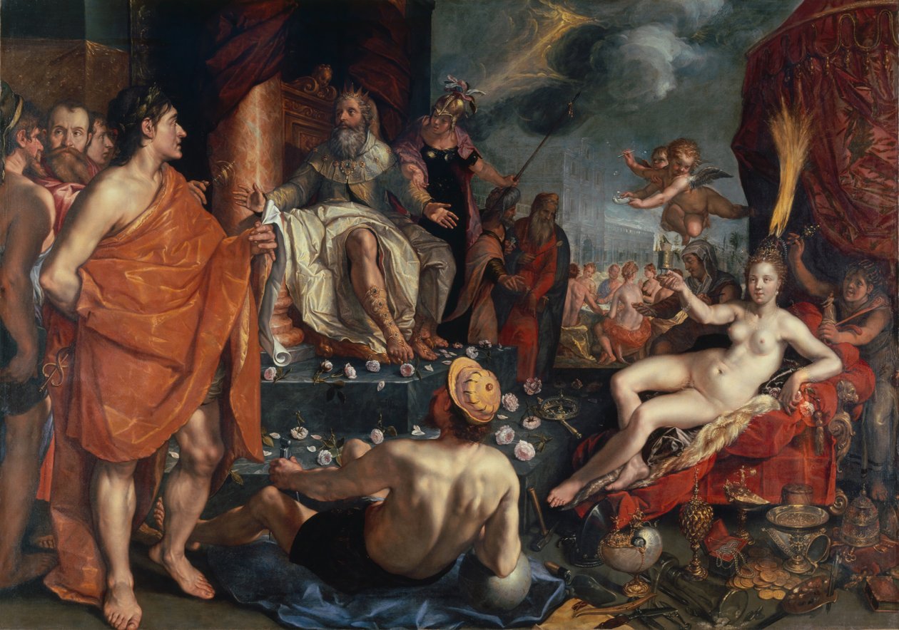 Hermes przedstawia Pandorę królowi Epimeteuszowi, 1611 autorstwa Hendrik Goltzius