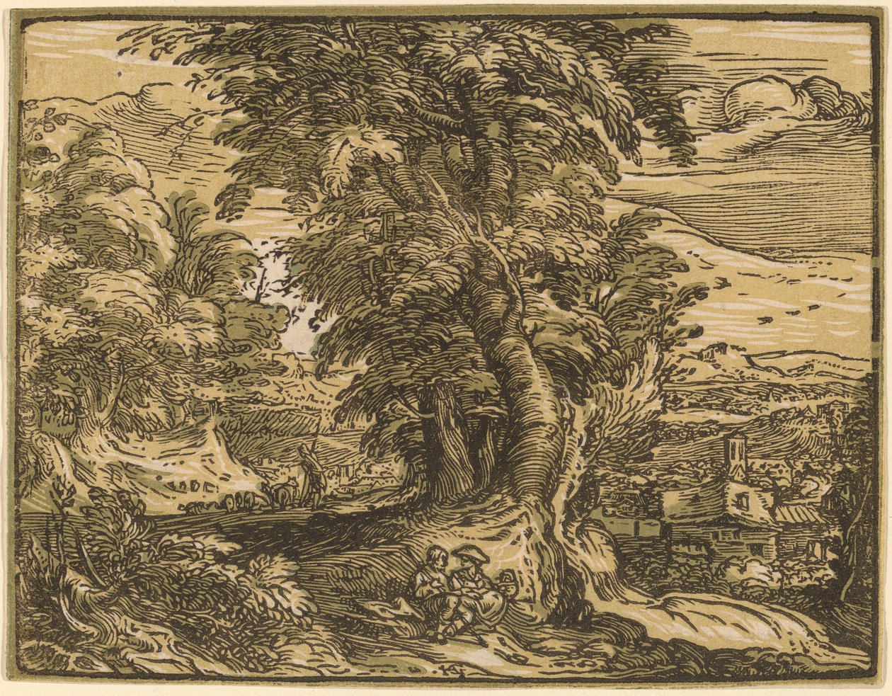Krajobraz z parą pasterzy autorstwa Hendrik Goltzius