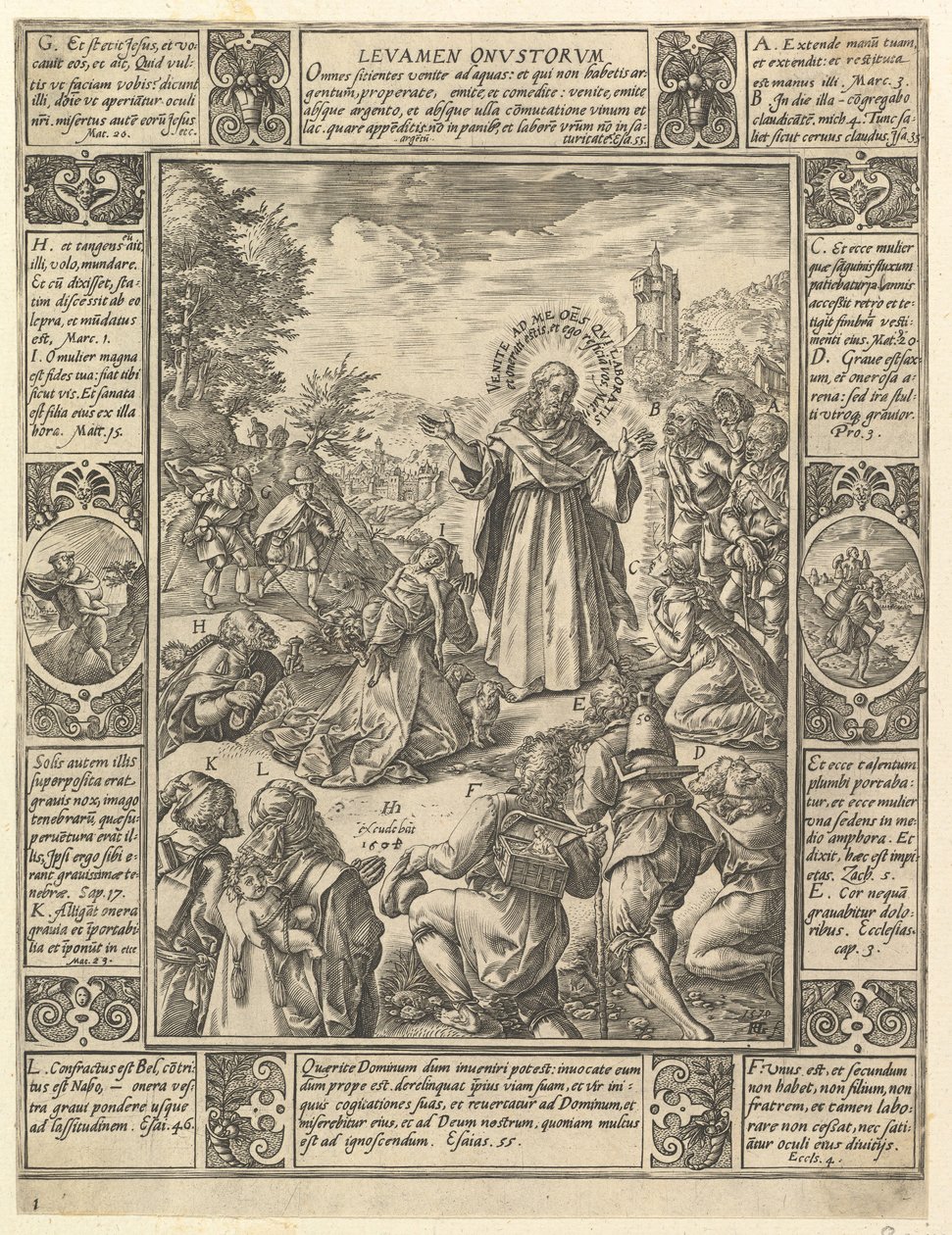 Levamen Onostrorum, z Alegorii wiary chrześcijańskiej, z Christian and Profane All..., 1604. autorstwa Hendrik Goltzius