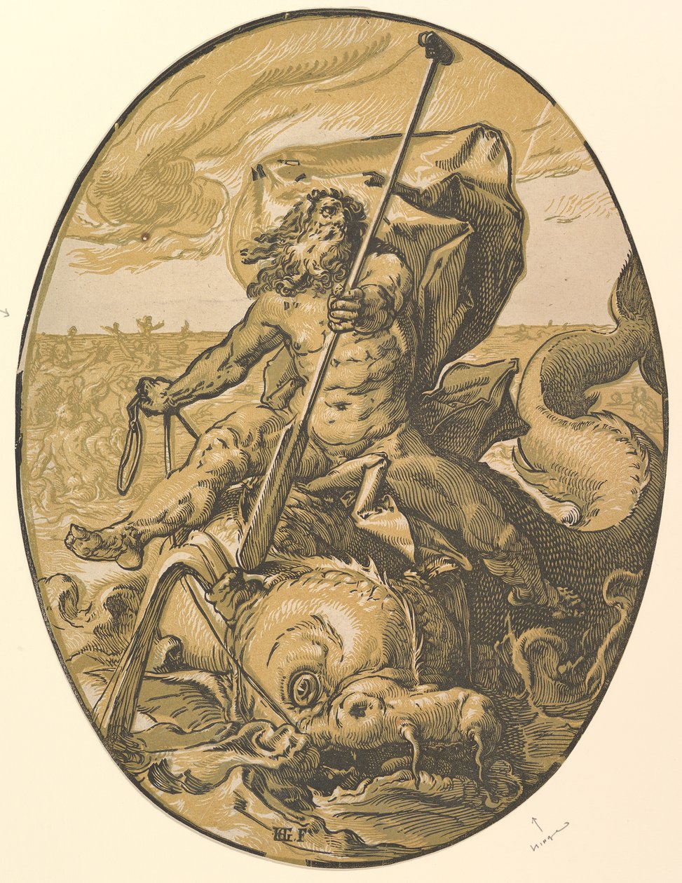 Okeanos, ca. 1589-90. autorstwa Hendrik Goltzius
