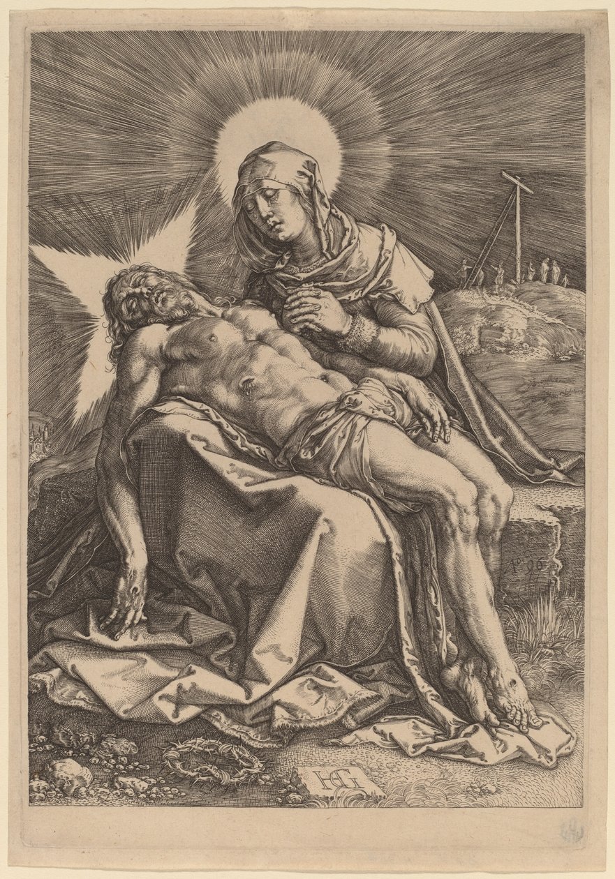 Pieta (Bolesna Dziewica z martwym Chrystusem na kolanach) autorstwa Hendrik Goltzius