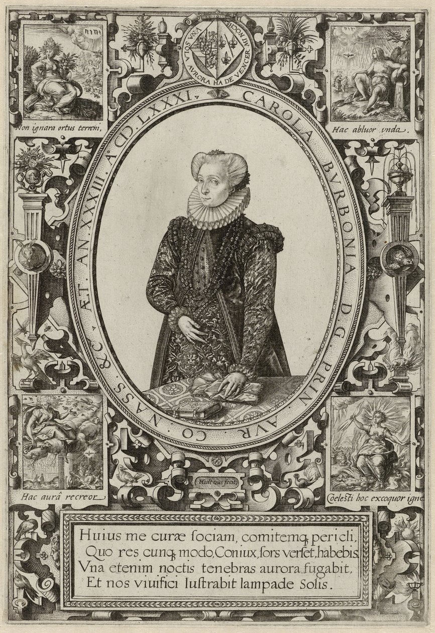 Portret Charlotte Burbon, 1581 autorstwa Hendrik Goltzius