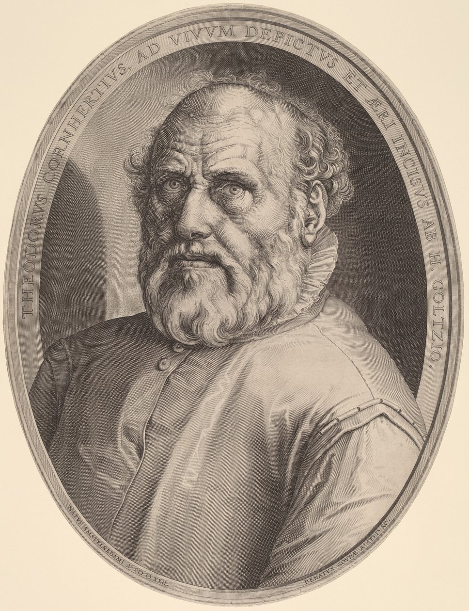 Portret Dirka Volckertcza. sarna szorstkowłosa autorstwa Hendrik Goltzius