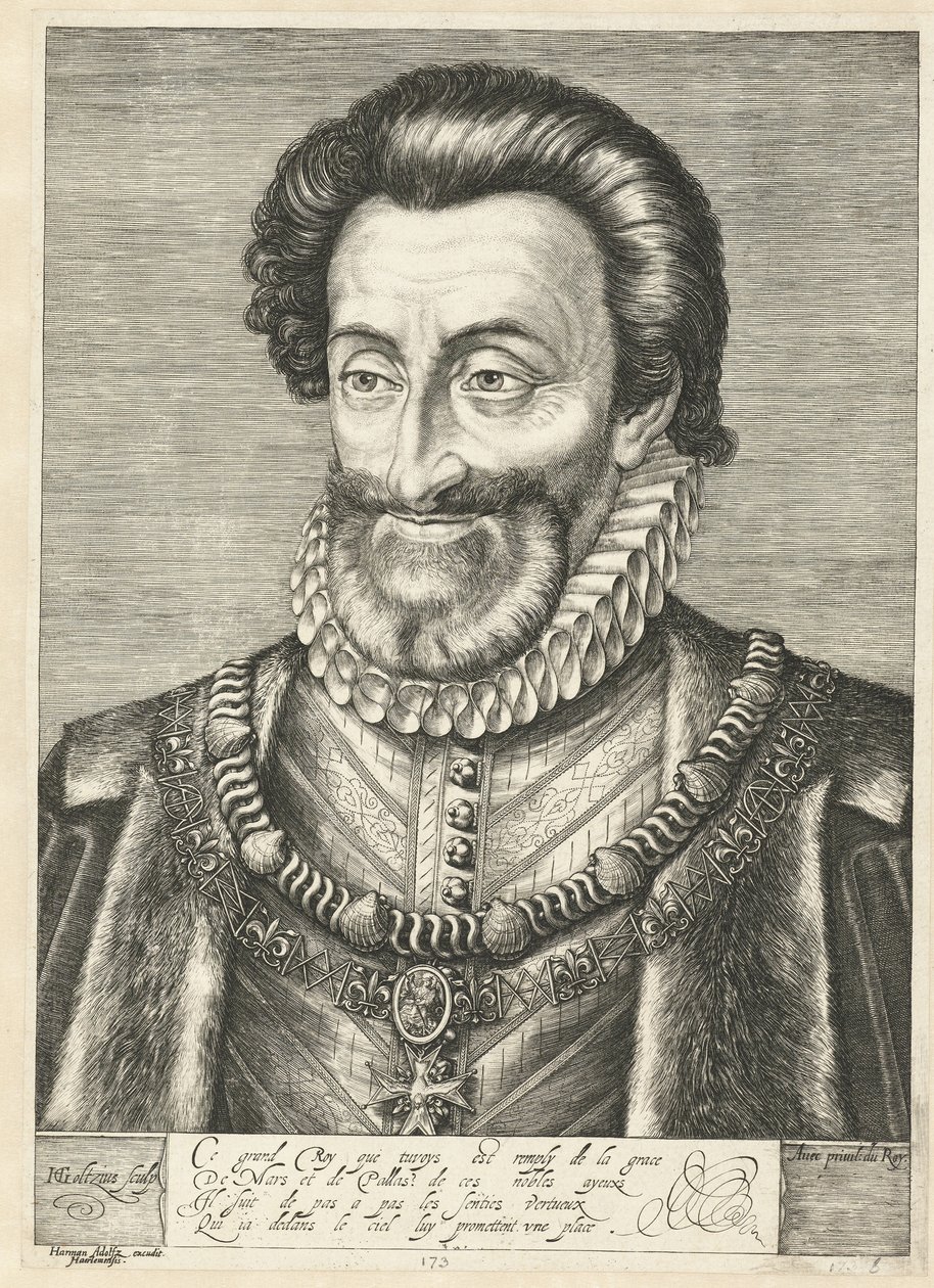 Portret króla Francji Henryka IV, ca. 1600 autorstwa Hendrik Goltzius
