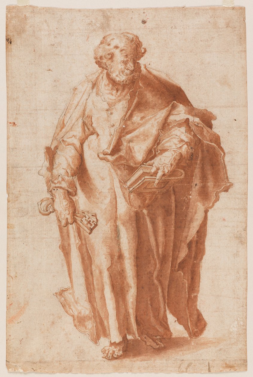 Święty Piotr, przed 1589 r. (Bistre i pranie) autorstwa Hendrik Goltzius