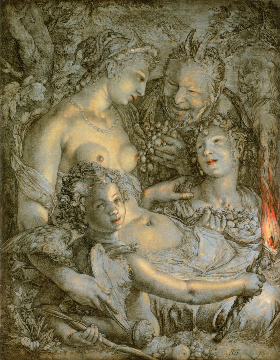 Sine Cerere et Libero friget Venus (Bez Ceres i Bachusa Wenus by zamarzła) autorstwa Hendrik Goltzius