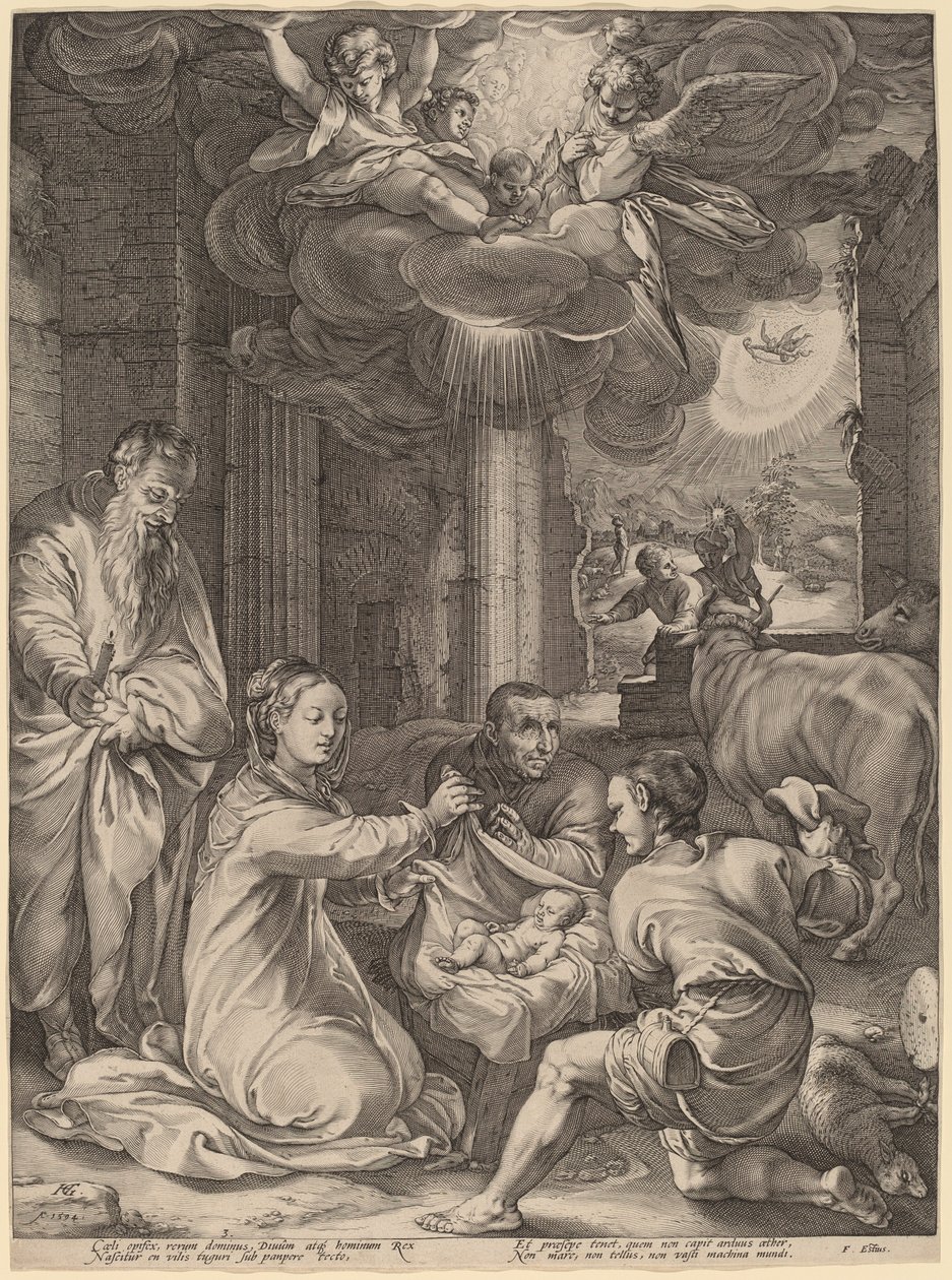 Adoracja pasterzy autorstwa Hendrik Goltzius