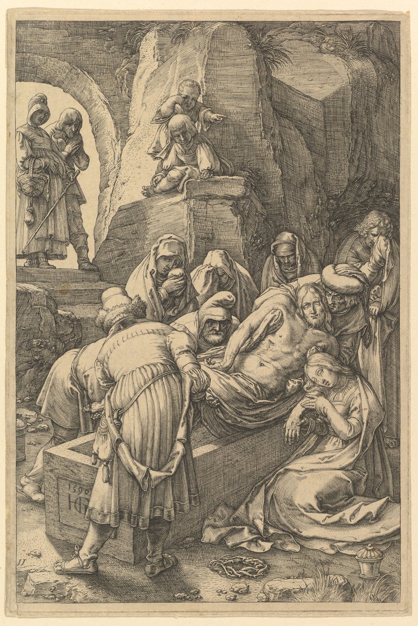 Złożenie do grobu z Męki Chrystusa, 1596. autorstwa Hendrik Goltzius