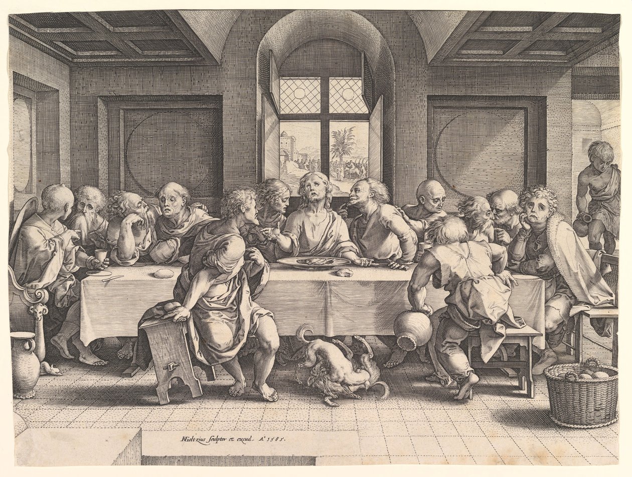 Ostatnia Wieczerza, 1585. autorstwa Hendrik Goltzius