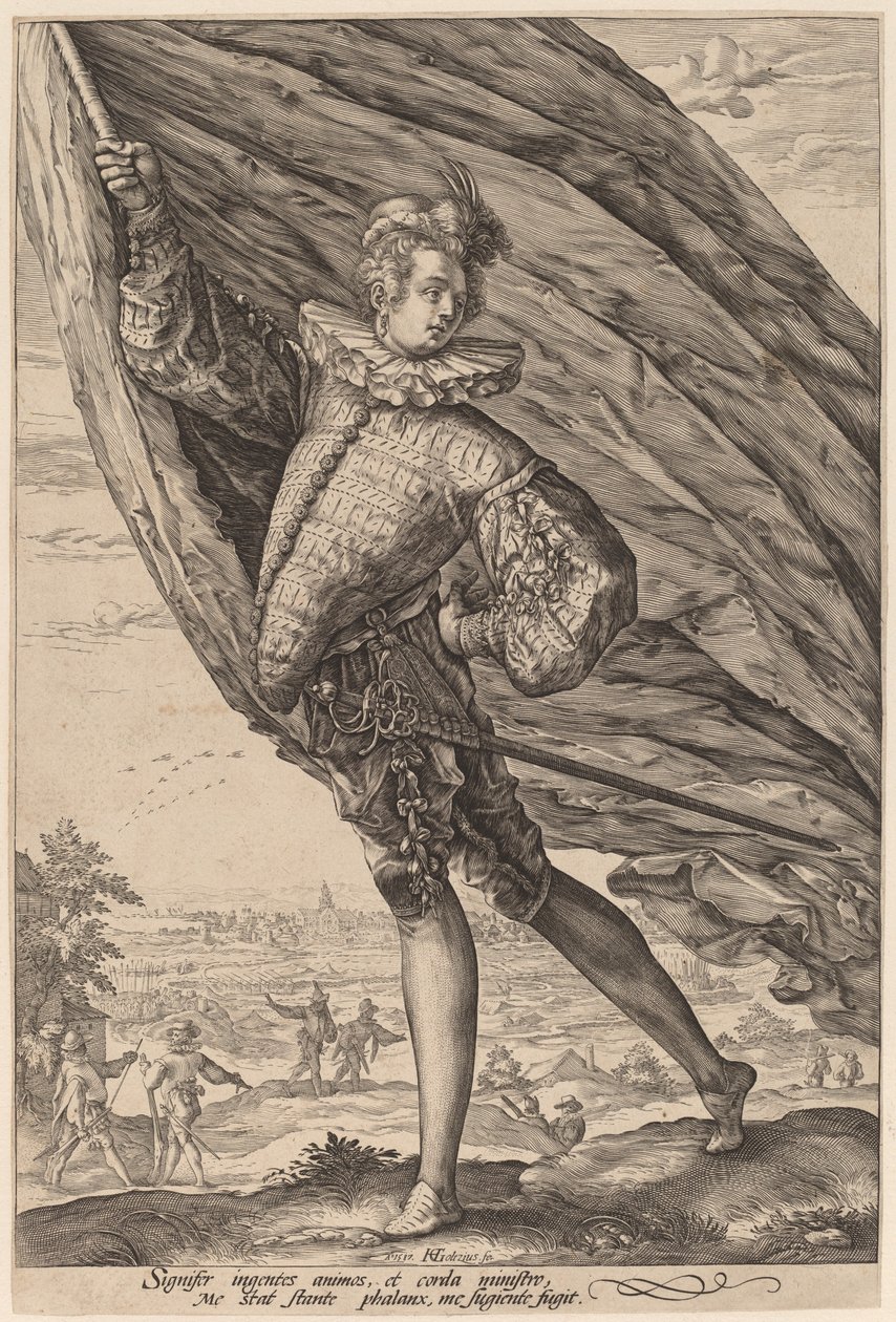Chorąży, zwrócony w lewo autorstwa Hendrik Goltzius
