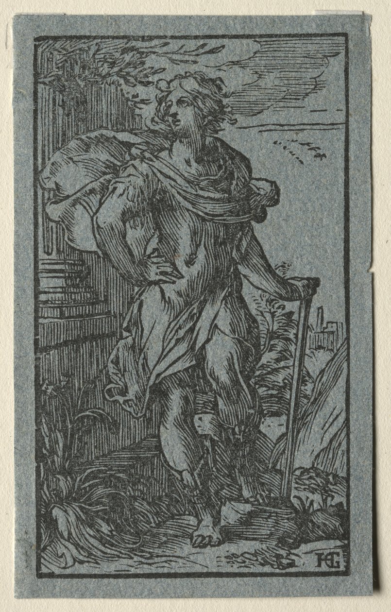 Młody człowiek stojący. autorstwa Hendrik Goltzius