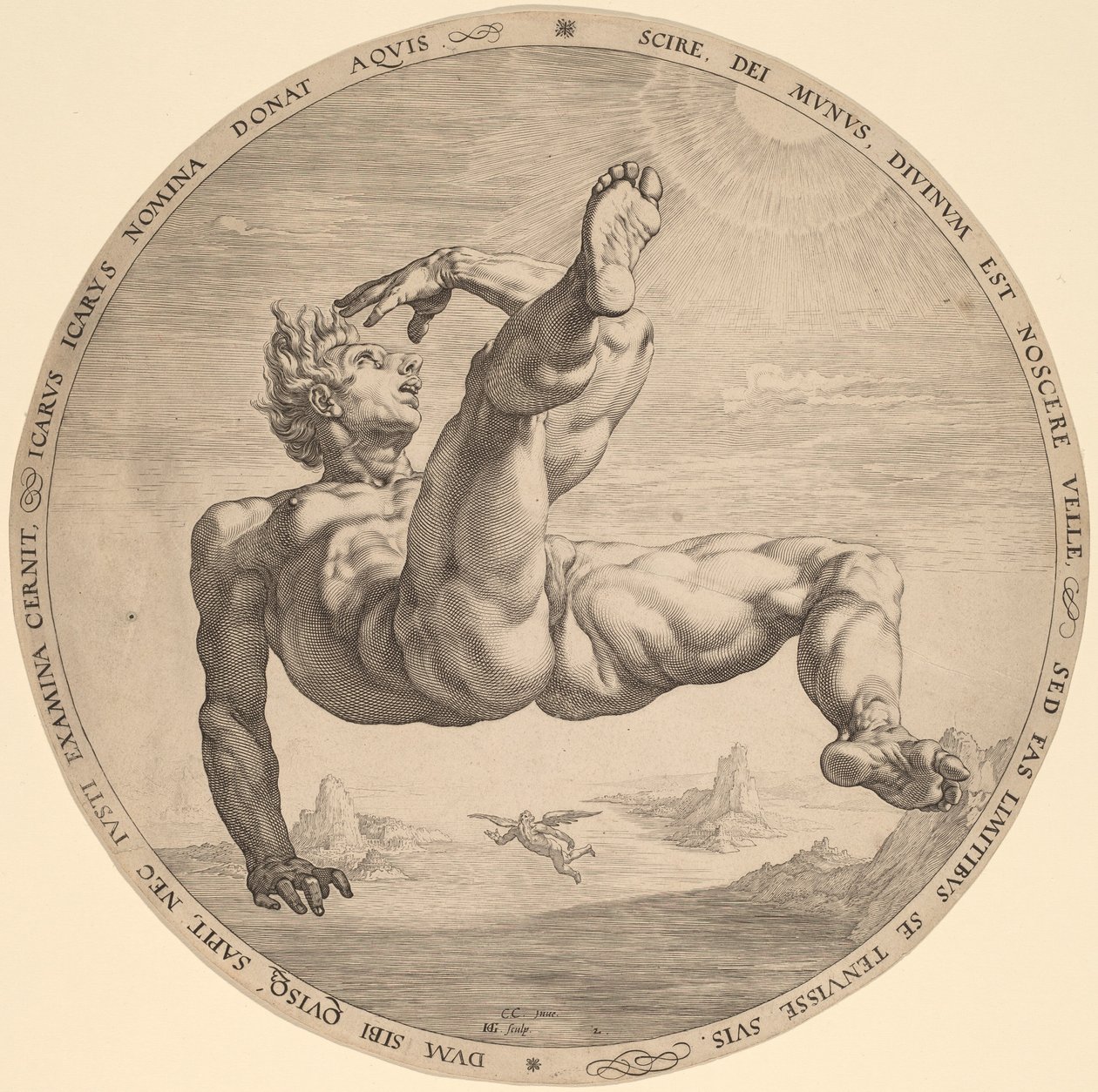 Ikar autorstwa Hendrik Goltzius, after Cornelis Cornelisz van Haarlem