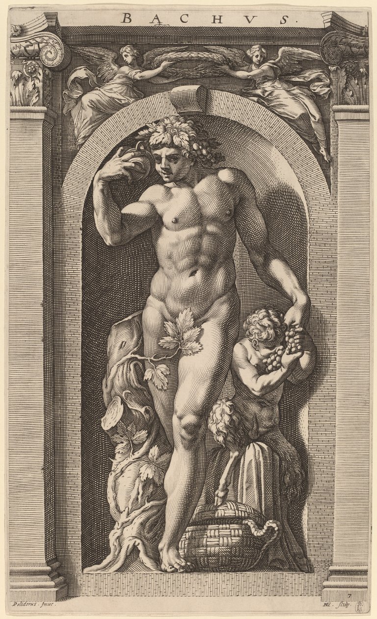 Bachus autorstwa Hendrik Goltzius after Polidoro da Caravaggio