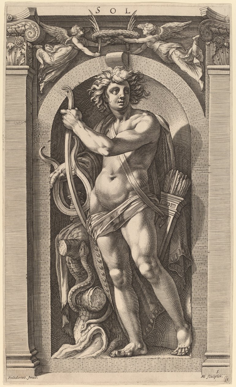Sol lub Apollo autorstwa Hendrik Goltzius after Polidoro da Caravaggio