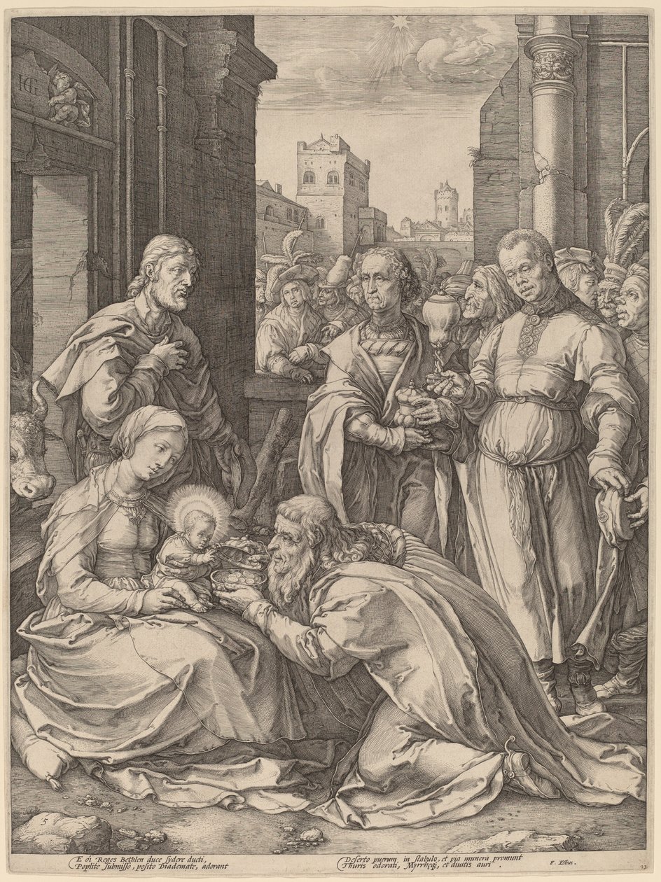 Pokłon Trzech Króli autorstwa Hendrik Goltzius in the style of Lucas van Leyden