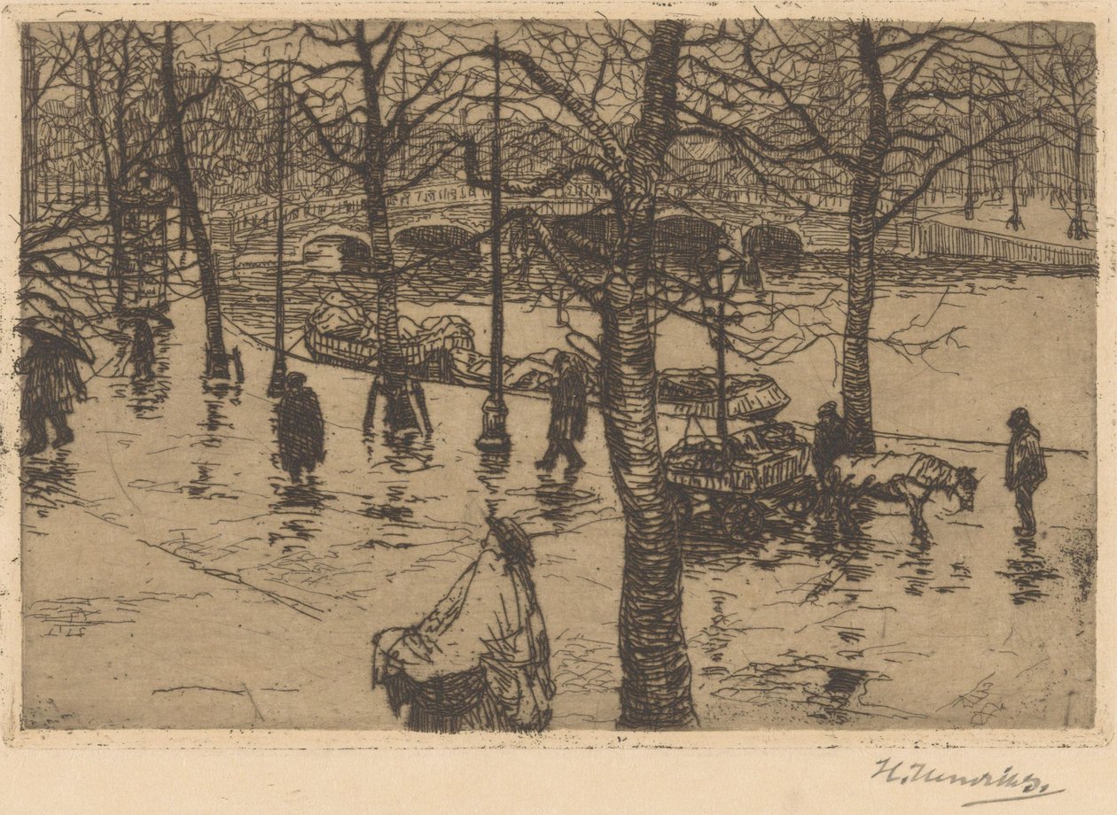 Kanał w deszczową pogodę autorstwa Hendrik Henrichs (signed by artist)
