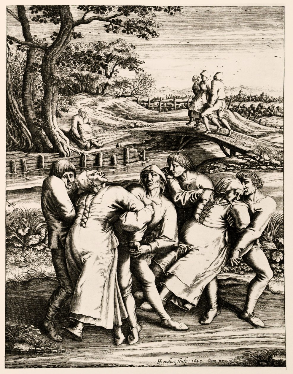 Tańcząca Dżuma, Strasburg, Alzacja. 1518 autorstwa Hendrik I Hondius