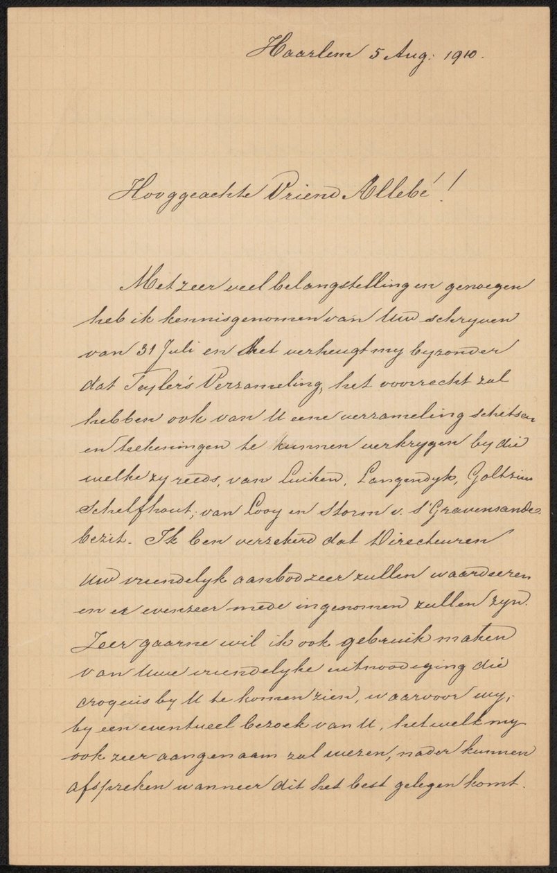 List do Augusta Allebé .a autorstwa Hendrik Jacobus Scholten