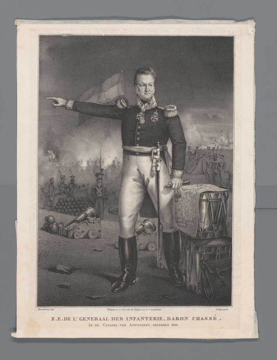 ONE. Porucznik Generał piechoty, baron Chassé. W Cytadeli w Antwerpii, grudzień 1832 (tytuł na obiekcie) autorstwa Hendrik Jan Heerenbrood