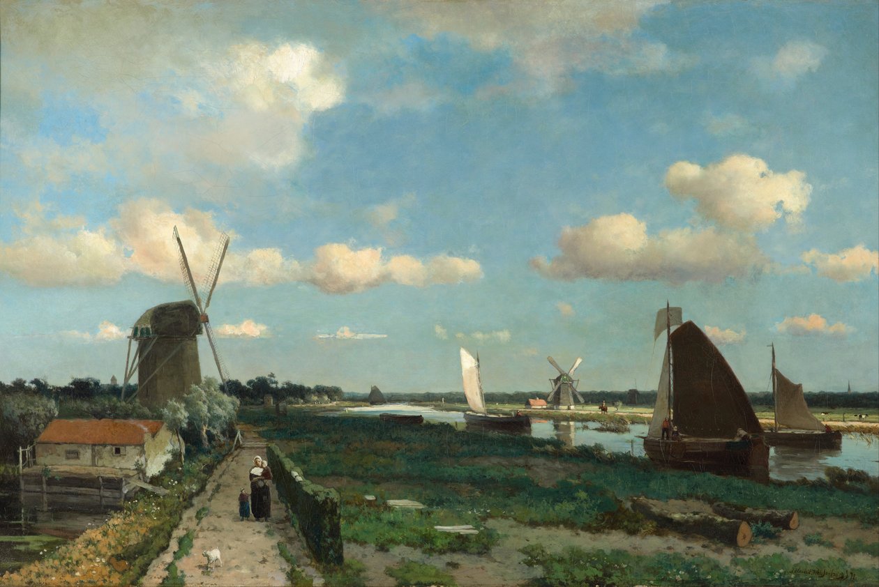 Pociągnij vliet, 1870 autorstwa Hendrik Johannes Weissenbruch