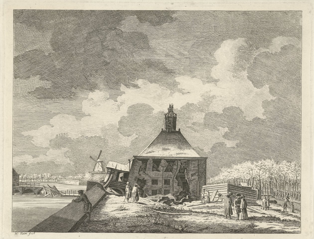 Obwisłe Muiderpoort, widziane z reduty, 1769 autorstwa Hendrik Keun