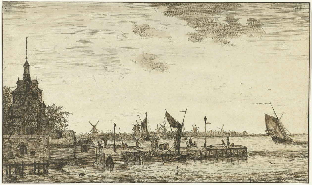 Widok na port na Oude Hooft w Rotterdamie autorstwa Hendrik Kobell