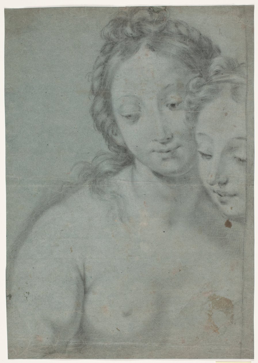 Dwie kobiece głowy. Studia na prawą połowę w Carlo Maratta Malarz: Autoportret z Marquese Pallavicini, stourhead, National Trust, Anglia (ref. Arte Antica e Moderna, 1961, nr 181) autorstwa Hendrik Krock