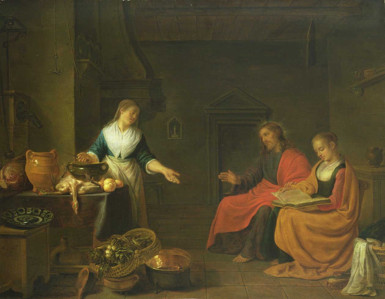 Chrystus w Domu Marty i Marii, 1645 autorstwa Hendrik Martensz Sorgh
