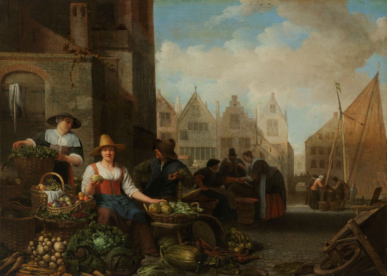 Targ warzywny, 1662 autorstwa Hendrik Martensz Sorgh
