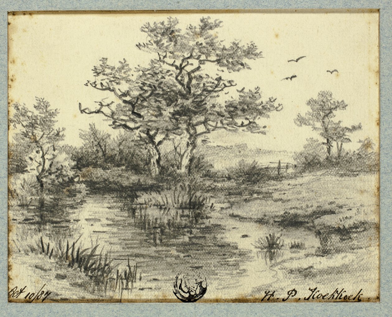 Drzewa nad stawem autorstwa Hendrik Pieter Koekkoek