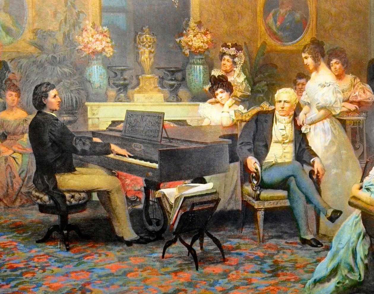 Chopin grający na pianinie w Salonie Księcia Radziwiłła autorstwa Henryk Siemiradzki
