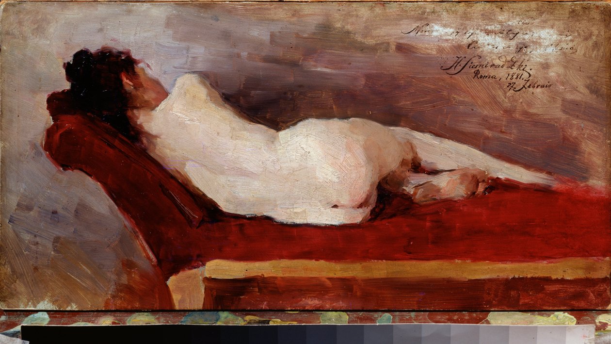 Model w spoczynku. Obraz Henryka Siemiradzkiego (1843-1902), olej na płótnie autorstwa Henryk Siemiradzki