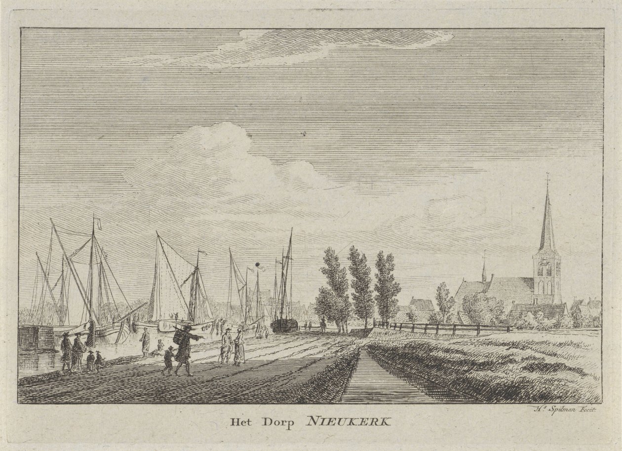 Widok na Nieuwerkerk aan den IJssel Wieś Nieukerk (tytuł na obiekcie) autorstwa Hendrik Spilman