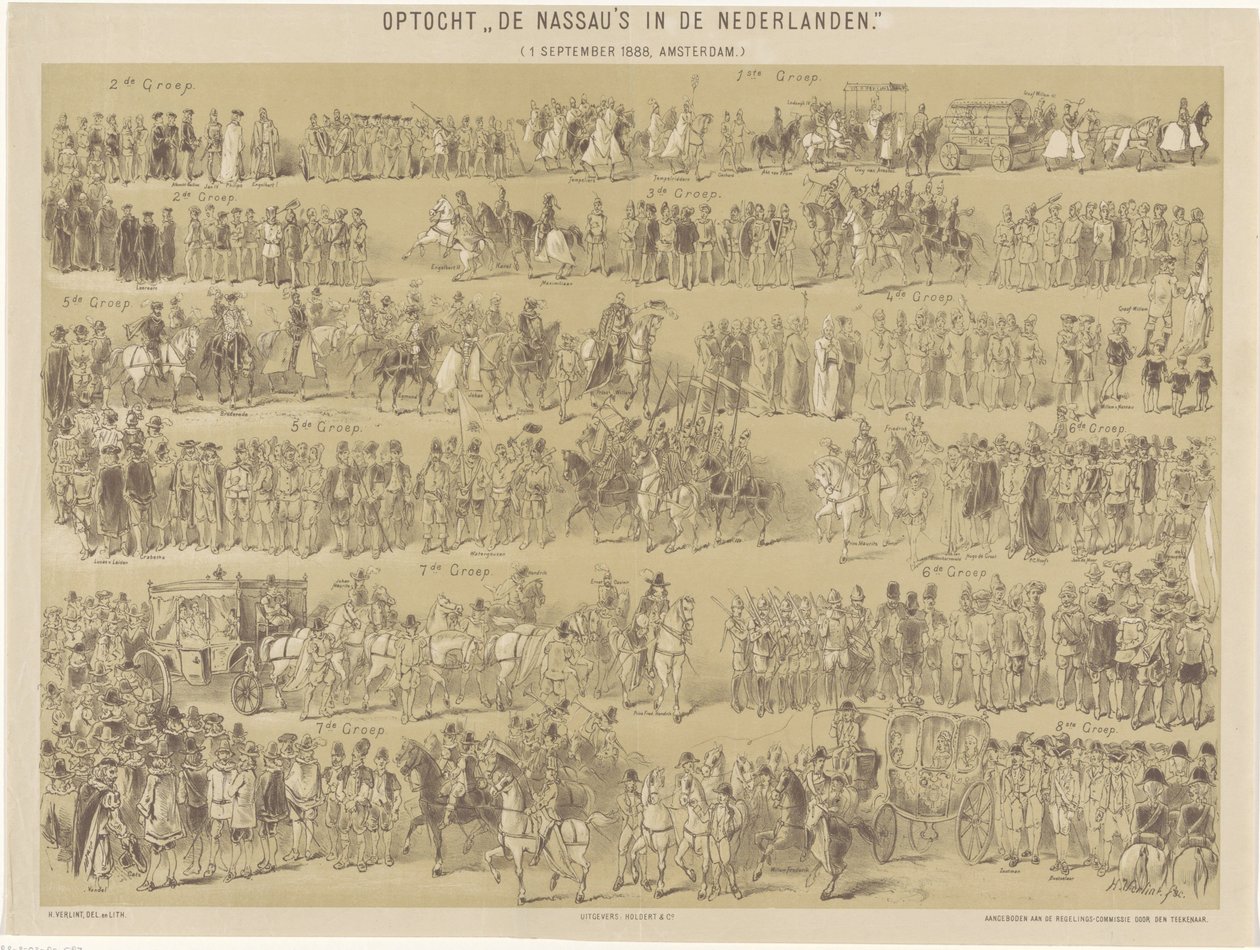 Procesja Nassau w Holandii. (1 września 1888, Amsterdam.) (tytuł na obiekcie) autorstwa Hendrik Verlint