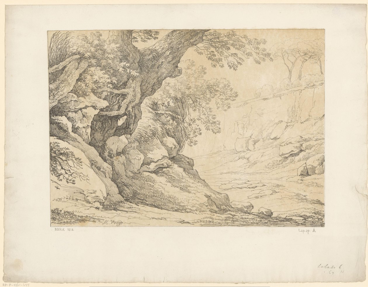 Zarośnięte skały Tentamina Lithographica (tytuł serii) Włoskie pejzaże (tytuł serii) autorstwa Hendrik Voogd