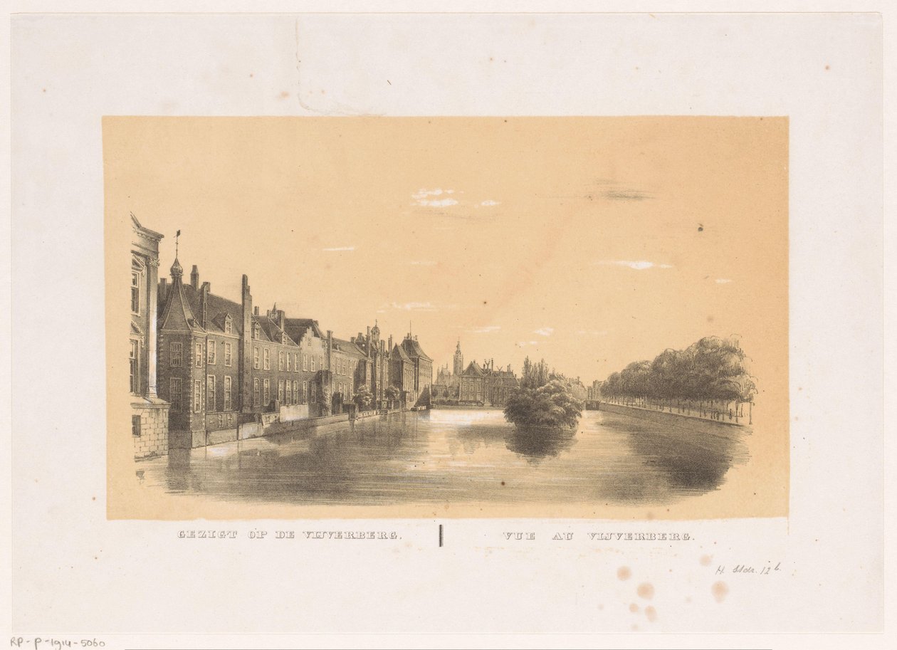 Widok na Hofvijver w Hadze Widok na Vijverberg (tytuł na obiekcie) autorstwa Hendrik Wilhelmus Last (attributed to)