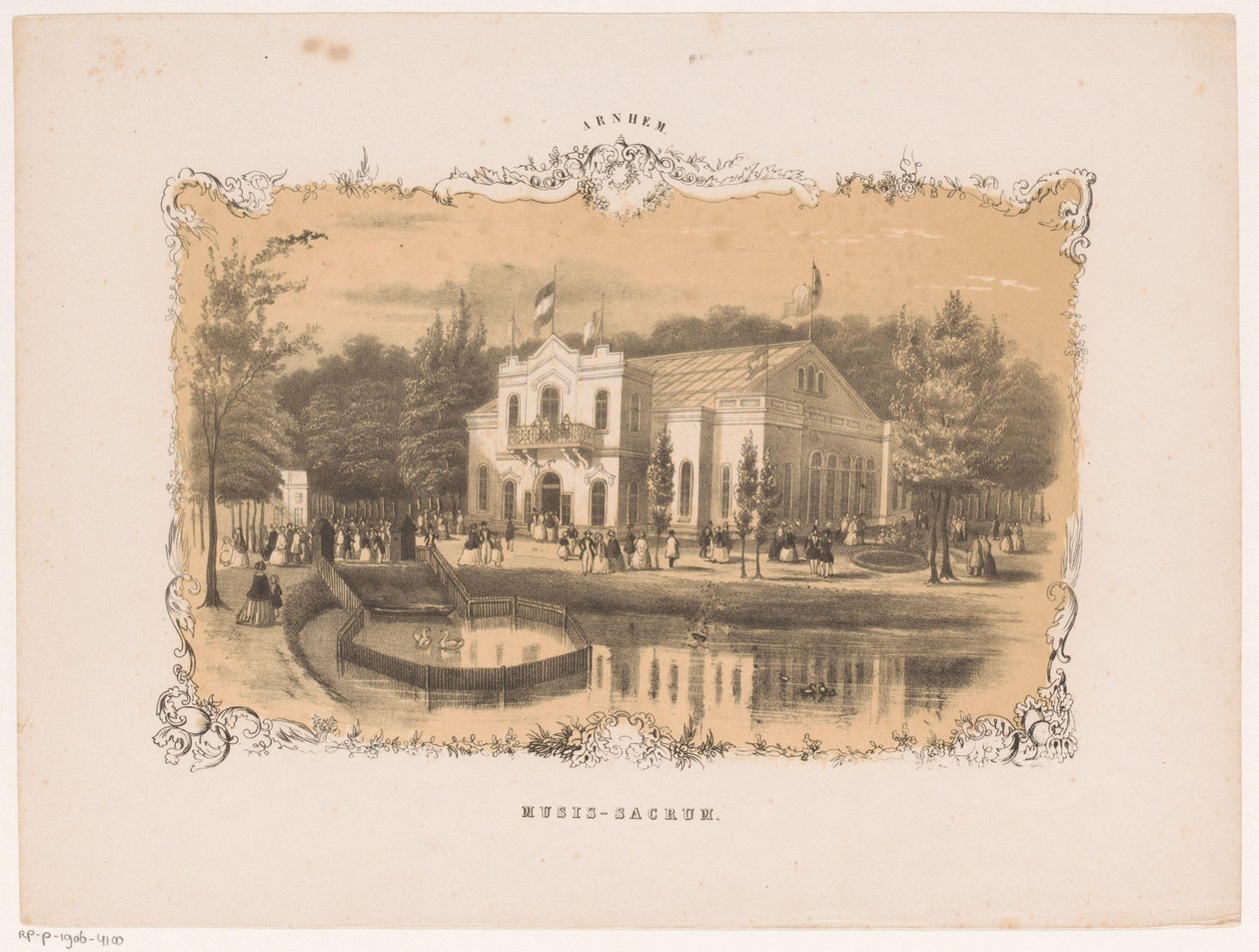 Widok na salę koncertową w Arnhem Musis sacrum (tytuł na obiekcie) Arnhem (tytuł serii na obiekcie) autorstwa Hendrik Wilhelmus Last (attributed to)
